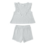 Organic Ruffle Top & Shorts Set - Fog