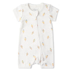 Organic Short Zip Romper - Ice Cream