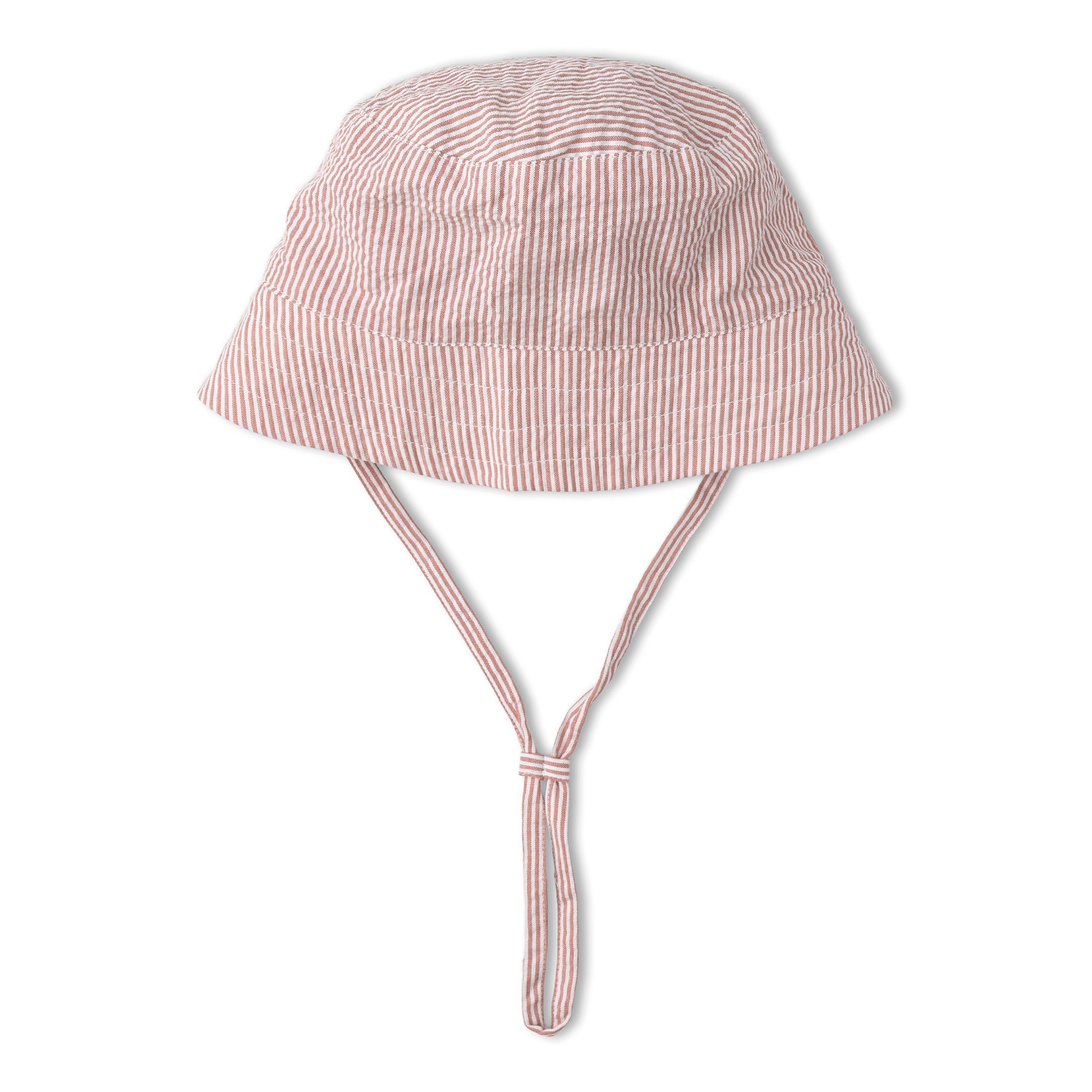 Organic Bucket Sun Hat - Coral Stripes
