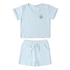 Organic Terry Tee & Shorts Set - Light Blue