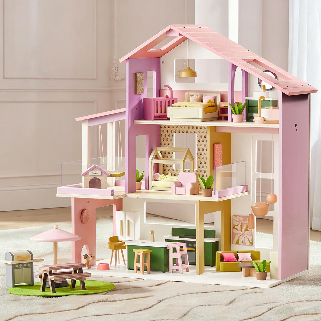 Tiny Land® Sweetwood Edge Dollhouse - Green & Pink