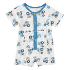 Bamboo Blend Short Sleeve Henley Romper – Farmyard Cruisers