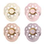 BIBS Boheme Pacifiers, 4-Pack, Size 1 — Ivory/Blush/Blossom/Dusky Lilac