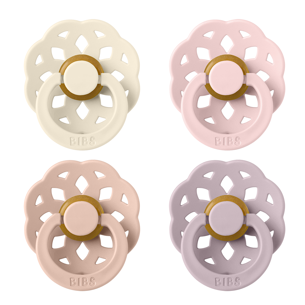 BIBS Boheme Pacifiers, 4-Pack, Size 1 — Ivory/Blush/Blossom/Dusky Lilac