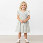 Organic Short Sleeve Flutter Dress - Tulle Floral