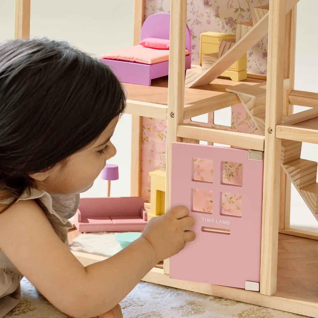 Tiny Land® Casa de muñecas de unicornio Sweetwood y muñecas de madera