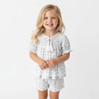 Organic Smocked Top & Shorts Set - Blue Vines