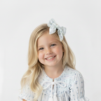 Organic Hair Bow Clip - Blue Vines