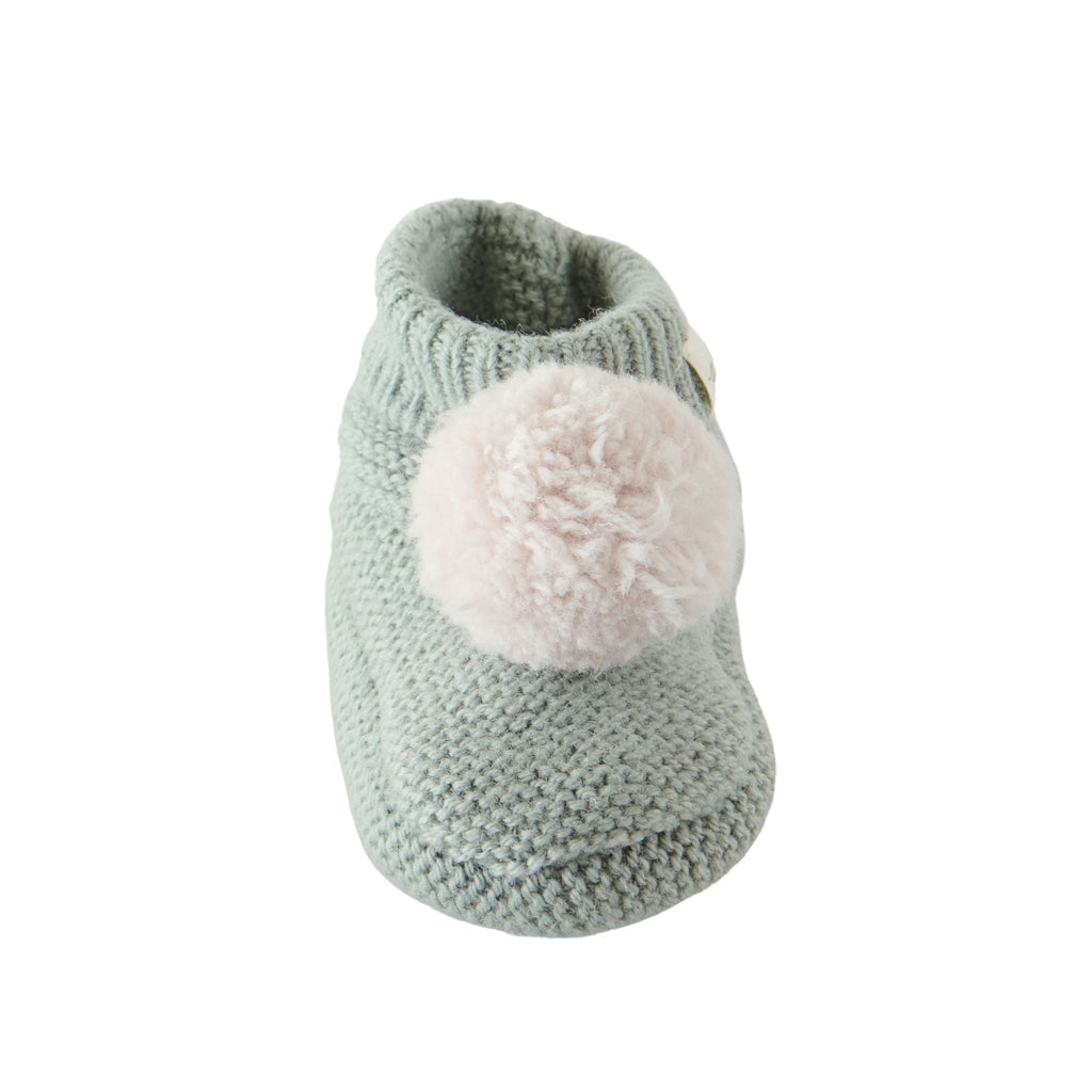 Pehr Wool Knit Pom Pom Bootie in Sage