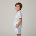 Organic Shirt & Shorts Set - Blue Stripes