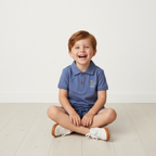 Organic Polo Shirt & Shorts Set - Slate