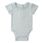 Organic Lace Collar Onesie & Tights Set - Fog