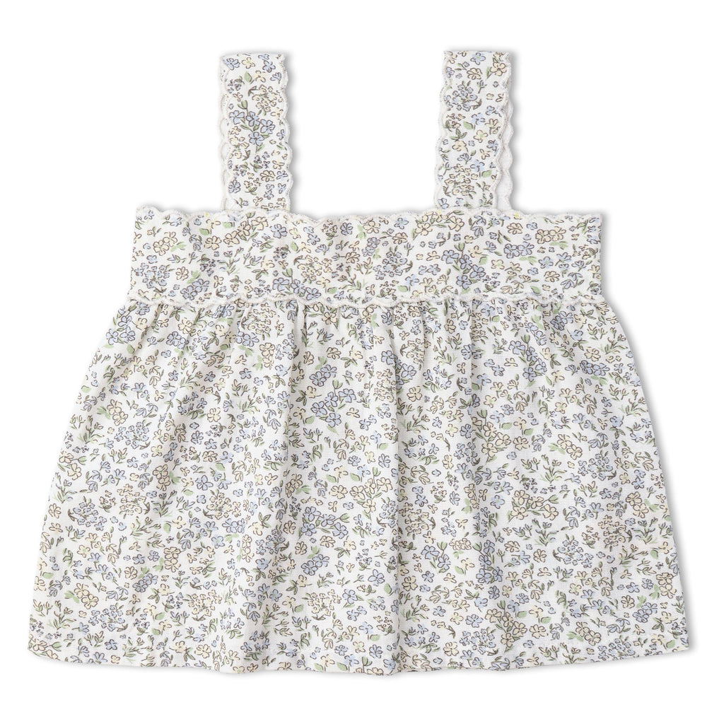 Organic Scalloped Top & Bloomers Set - Tulle Floral