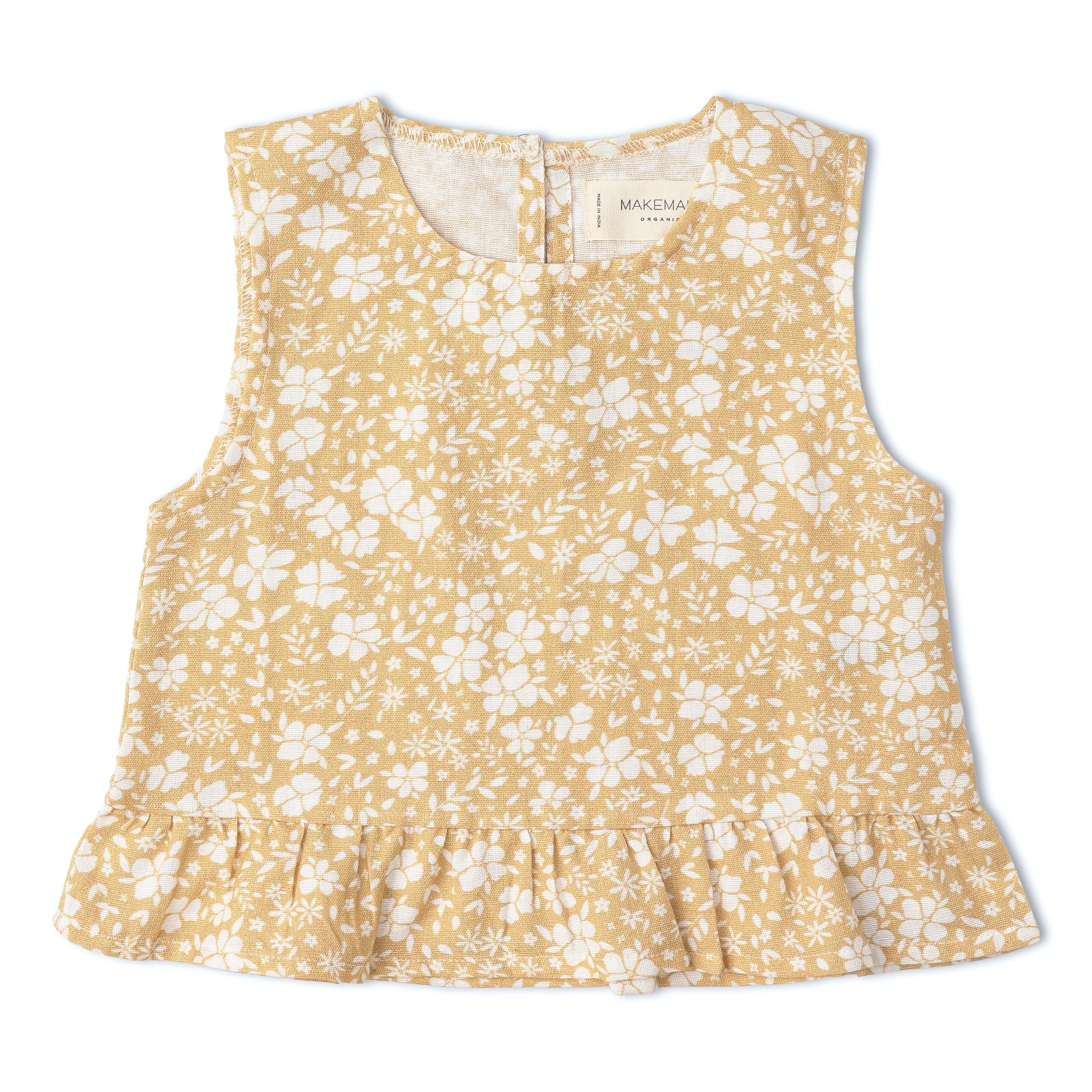 Organic Ruffle Top & Pants Set - Yellow Blossom