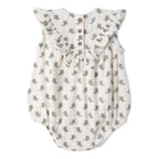 Organic Sleeveless Ruffle Bubble Romper - Poppy