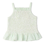 Organic Smocked Top And Bloomer Set - Basil Stripes