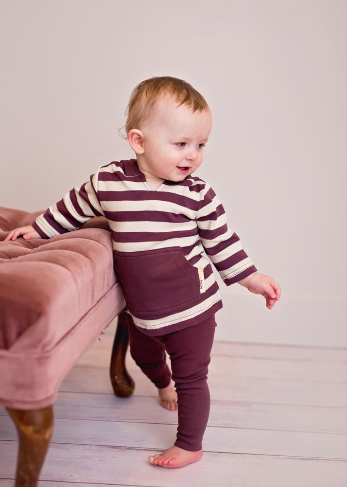 Eggplant/Stone Stripe | Organic Hoodie