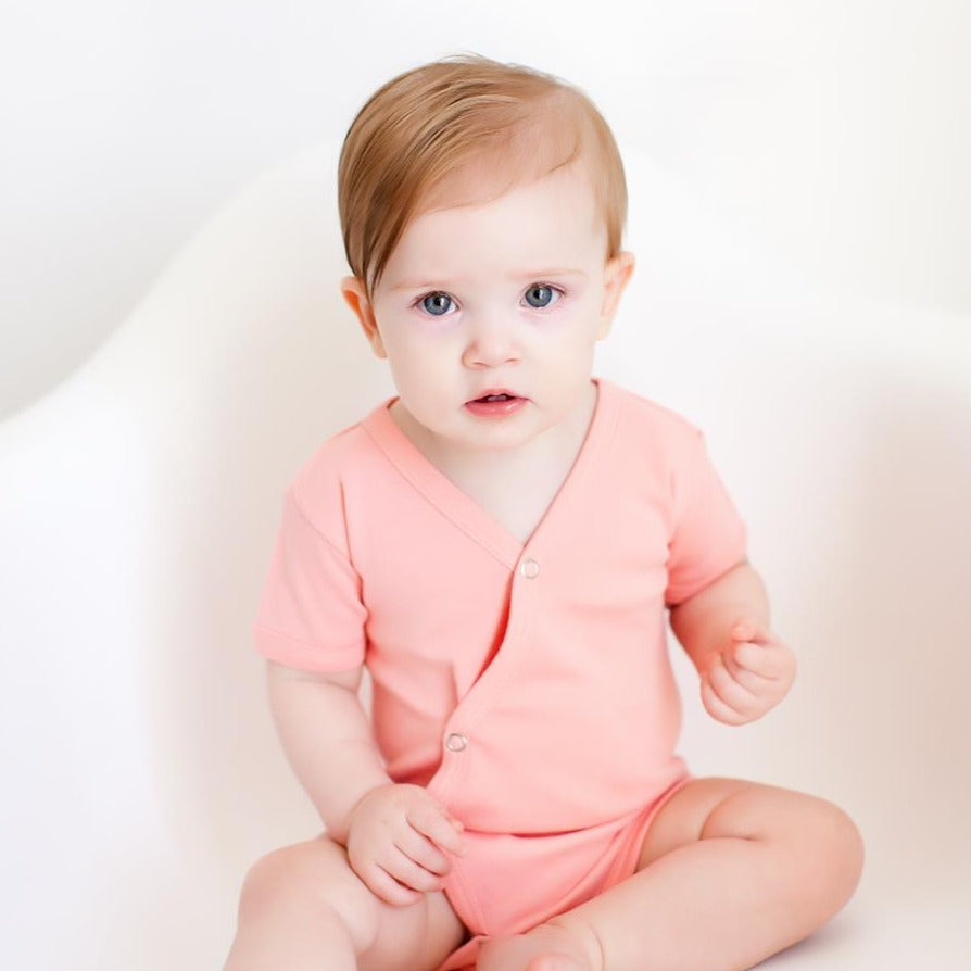 Coral | Organic Short-Sleeve Kimono Bodysuit