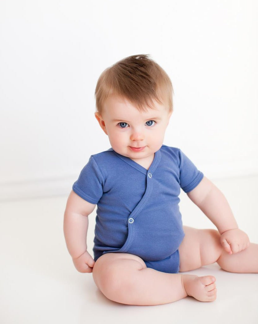 Slate | Organic Short-Sleeve Kimono Bodysuit