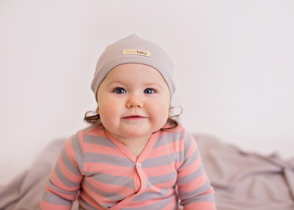 Coral/Light Gray Stripe | Organic Kimono Bodysuit