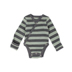Gray/Seafoam Stripe | Organic Kimono Bodysuit
