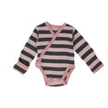 Mauve/Gray Stripe | Organic Kimono Bodysuit