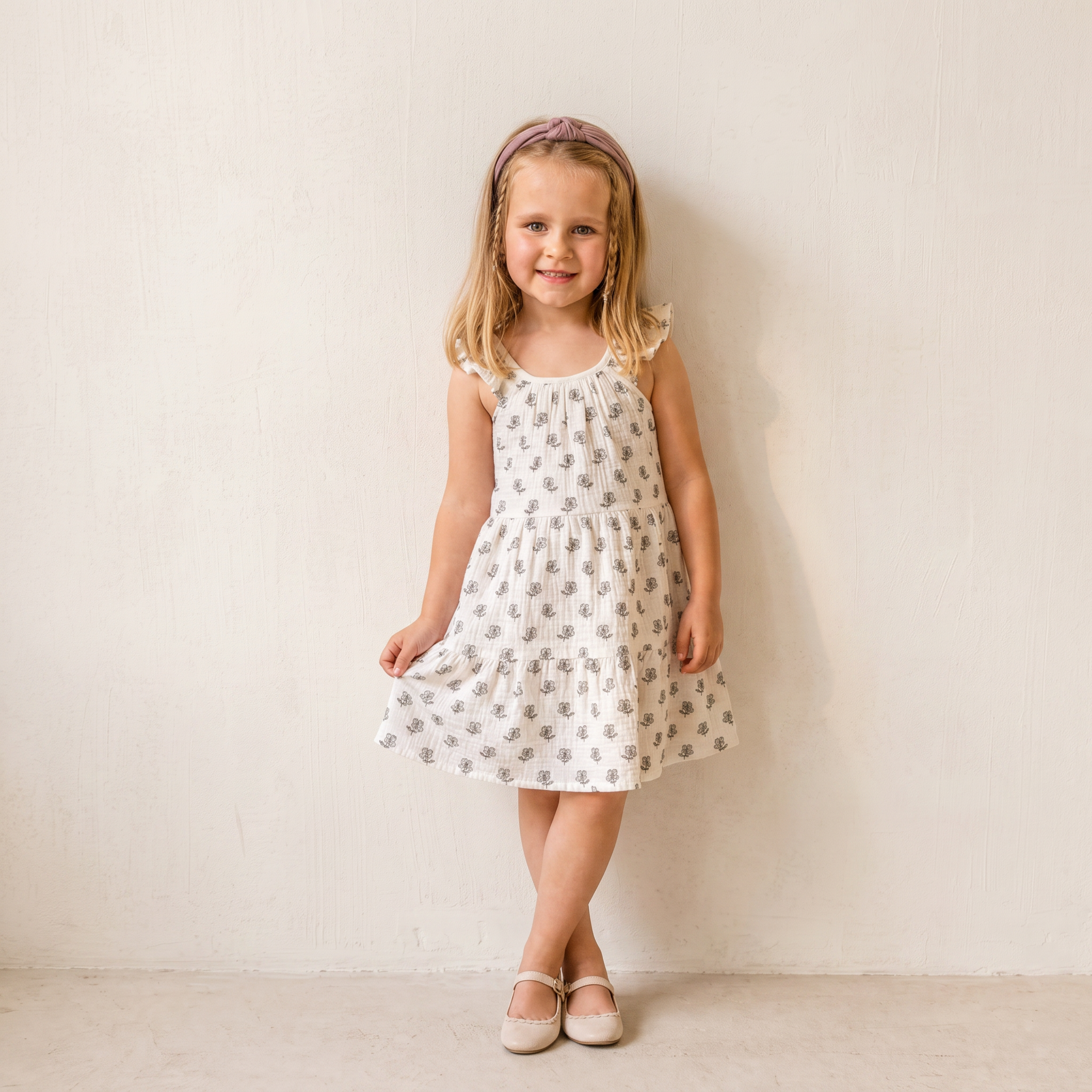 Vestido orgánico con volantes escalonados