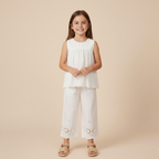 Organic Eyelet Top And Pant Set - Ivory Eyelet