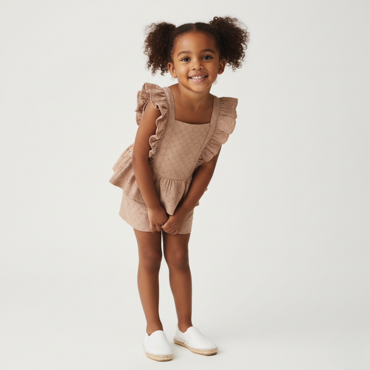 Organic Eyelet Flutter Top And Shorts Set