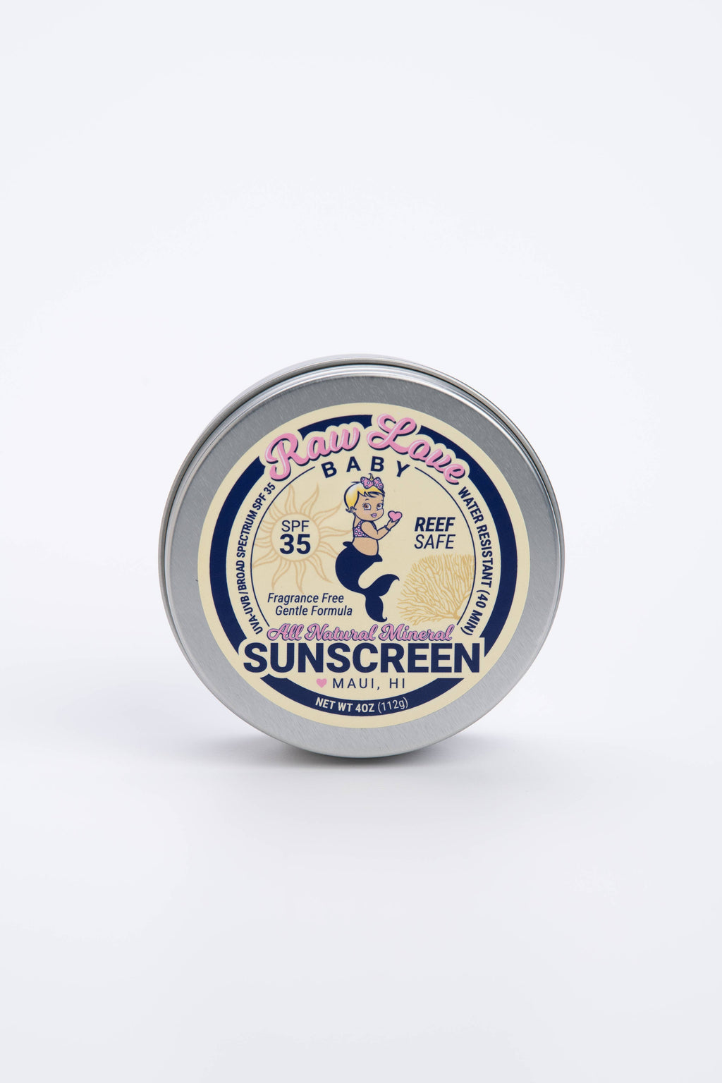 SPF 35 Baby Mineral Sunscreen Tin Reef-Safe, Fragrance Free