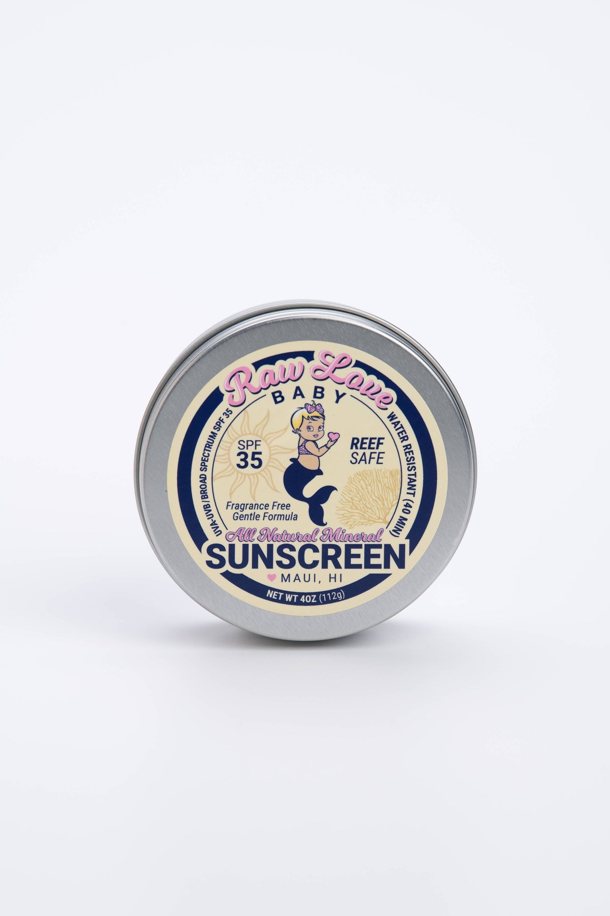 SPF 35 Baby Mineral Sunscreen Tin Reef-Safe, Fragrance Free
