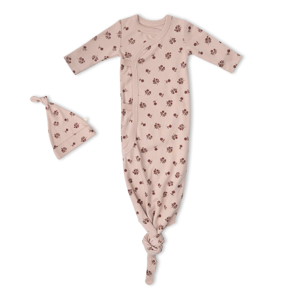 Organic Kimono Knotted Sleep Gown - Rosebud
