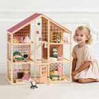 Tiny Land® Casa de muñecas Pegasus Sweetwood y muñecas de madera para casa de muñecas