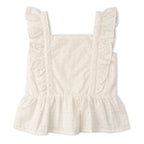 Organic Eyelet Flutter Top And Shorts Set - Ivory Eyelet