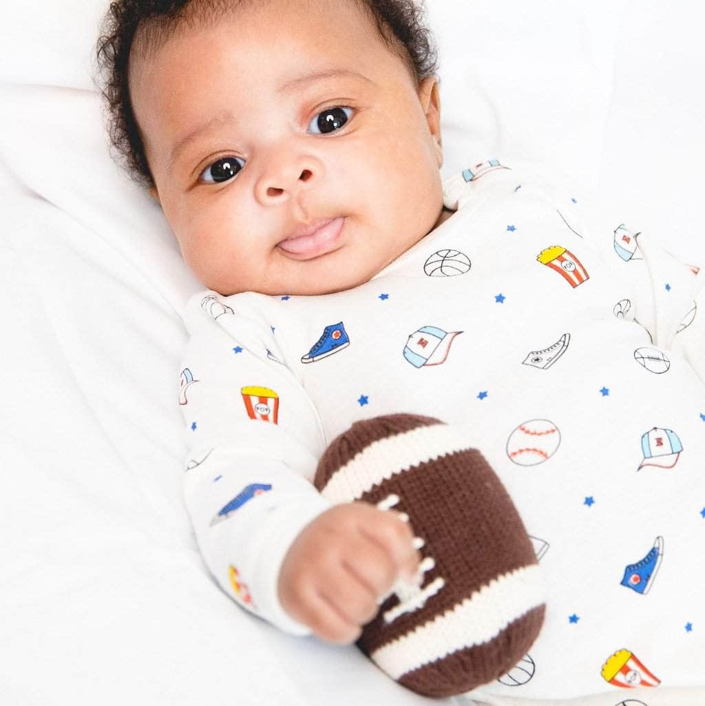 Organic Baby Toy - Football Rattle (Handmade)