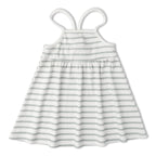 Organic Tie-Back Strap Dress - Fog Stripes