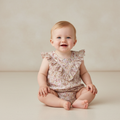 Organic Sleeveless Ruffle Bubble Romper - Pastel Bloom