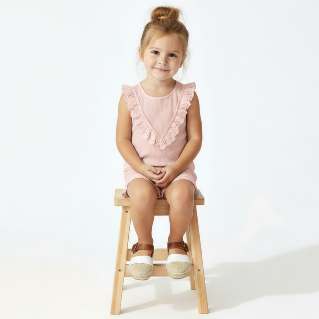 Organic Ruffle Top & Shorts Set - Blush