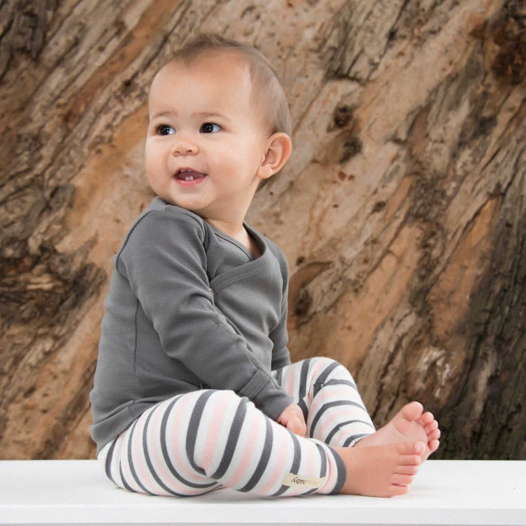 Coral Stripe | Organic Leggings