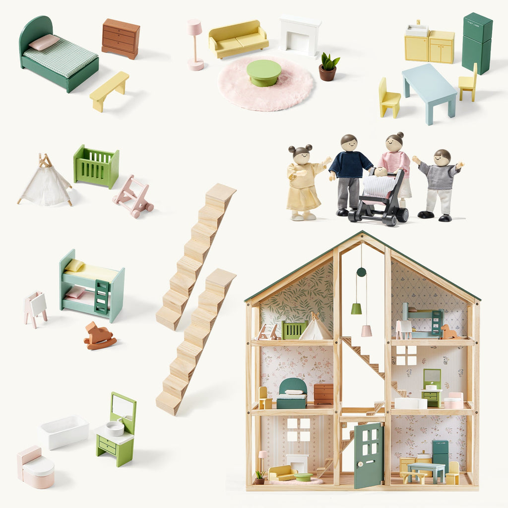 Tiny Land® Sweetwood Dollhouse & Wooden Dollhouse Dolls