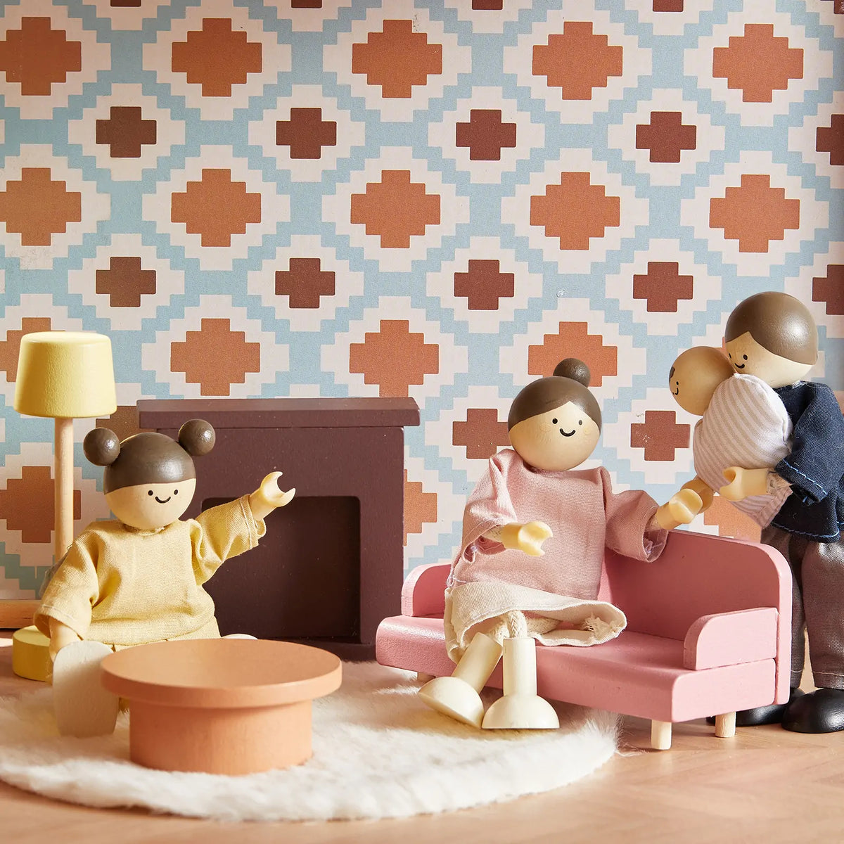 Tiny Land® Casa de muñecas Pegasus Sweetwood y muñecas de madera para casa de muñecas