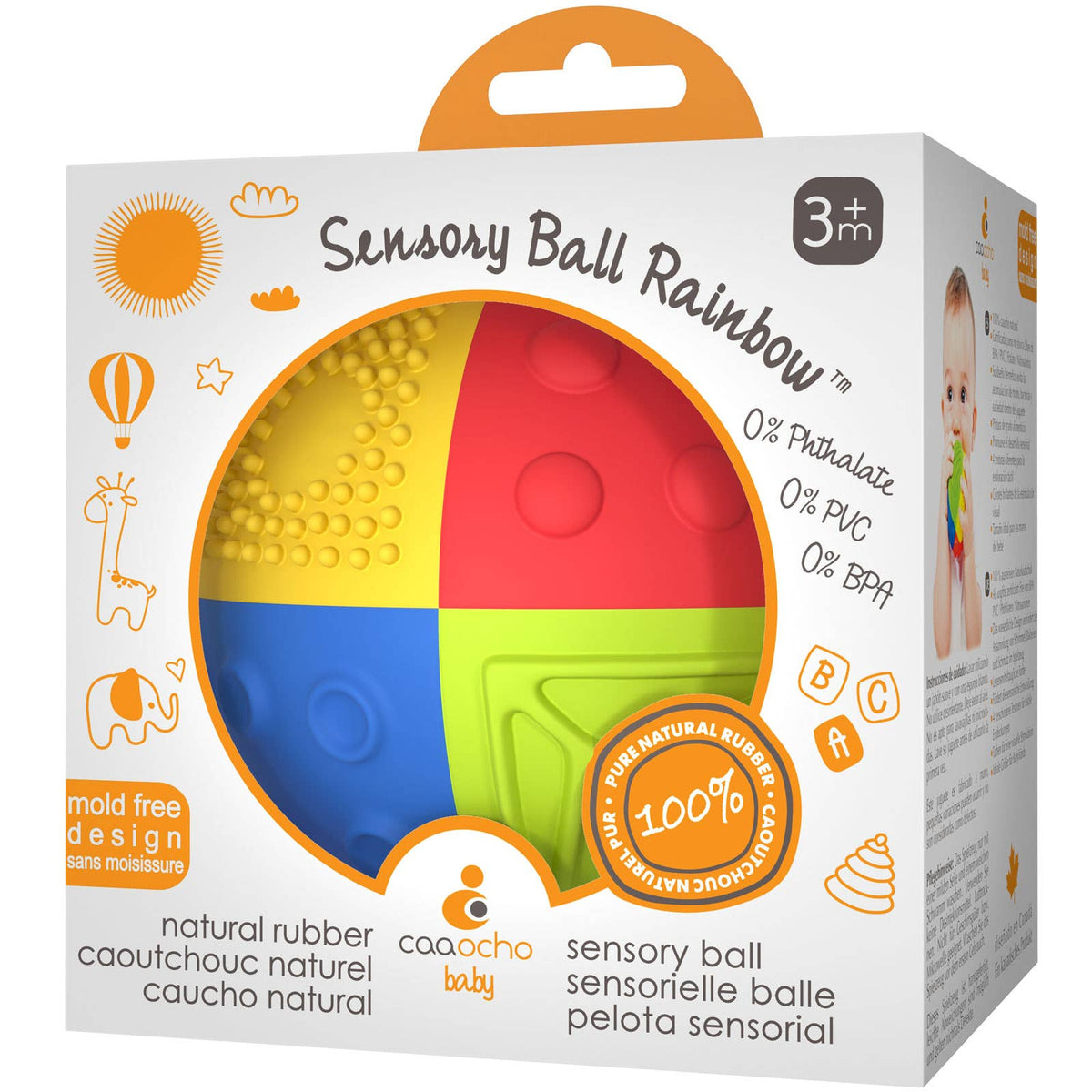 Natural Rubber Sensory Ball Rainbow, Eco-Friendly