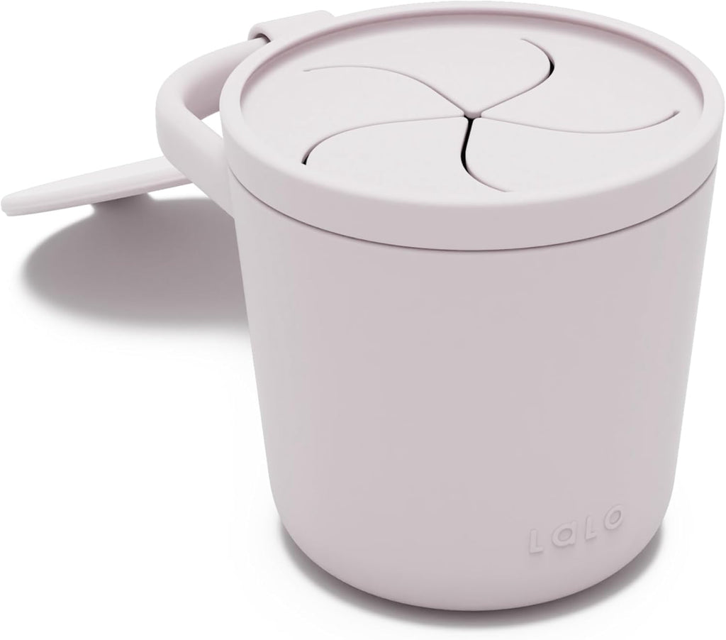 Lalo Snack Cup - Mess-Free Silicone Snack Cups for Toddlers & Babies with Detachable Lid, BPA-Free Baby Snack Containers, Fits Most Stroller & Car Seat Cup Holders, Dishwasher Safe, Oatmeal