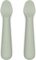Lalo Little Spoon Set - 2 Piece Baby Spoons Set for Infants & Babies - Made From Food Grade Silicone Dishwasher Safe - Baby Feeding Essentials for Early Stage Mealtime - Sage