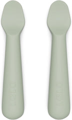 Lalo Little Spoon Set - 2 Piece Baby Spoons Set for Infants & Babies - Made From Food Grade Silicone Dishwasher Safe - Baby Feeding Essentials for Early Stage Mealtime - Sage