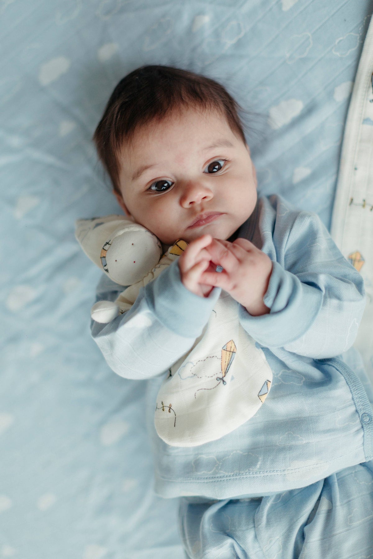 Muslin Side Snap Top & Pant Set - Clouds