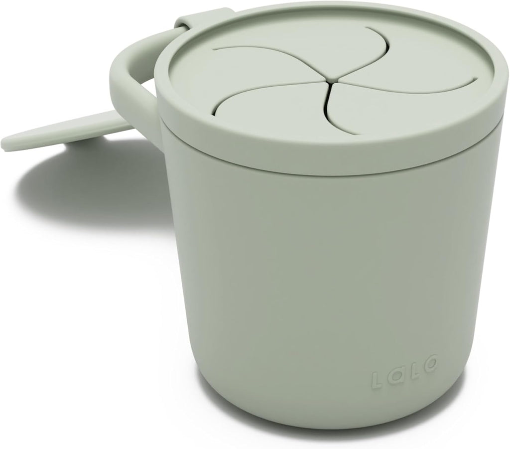 Lalo Snack Cup - Mess-Free Silicone Snack Cups for Toddlers & Babies with Detachable Lid, BPA-Free Baby Snack Containers, Fits Most Stroller & Car Seat Cup Holders, Dishwasher Safe, Oatmeal