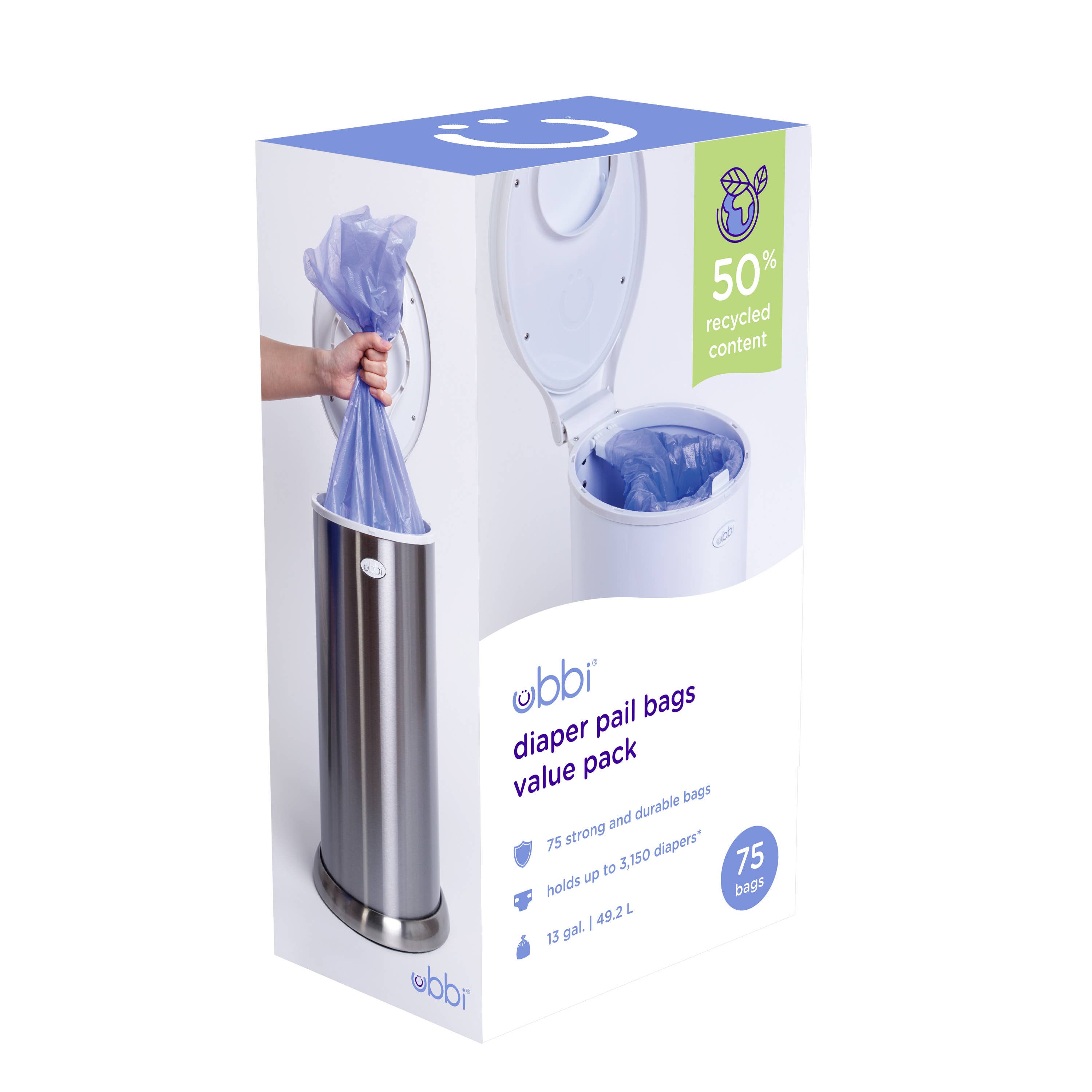 Baby Diaper Pail Plastic Waste Bags, 75 Count