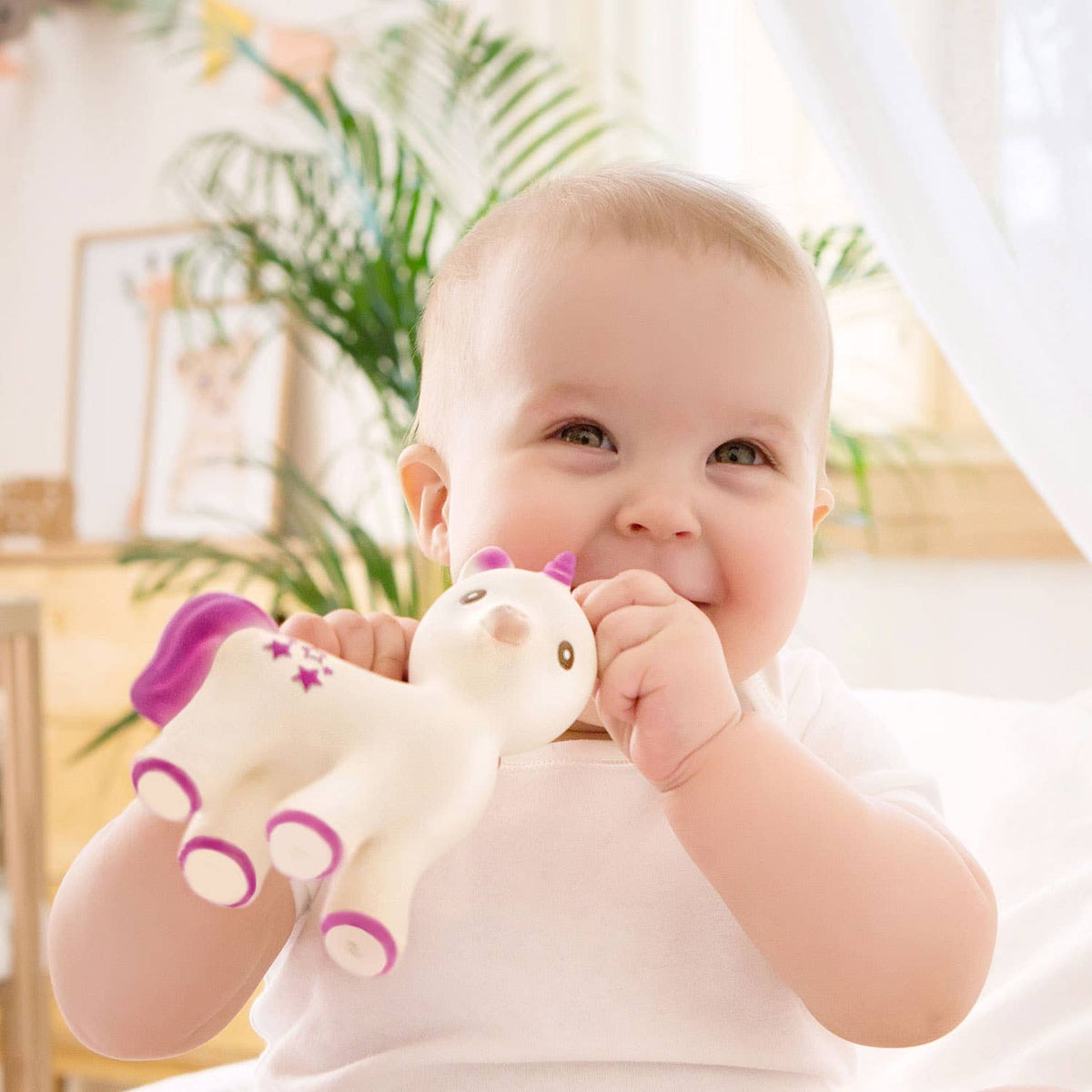 Natural Rubber Teether Unicorn, Non-Toxic, Mold-free Design