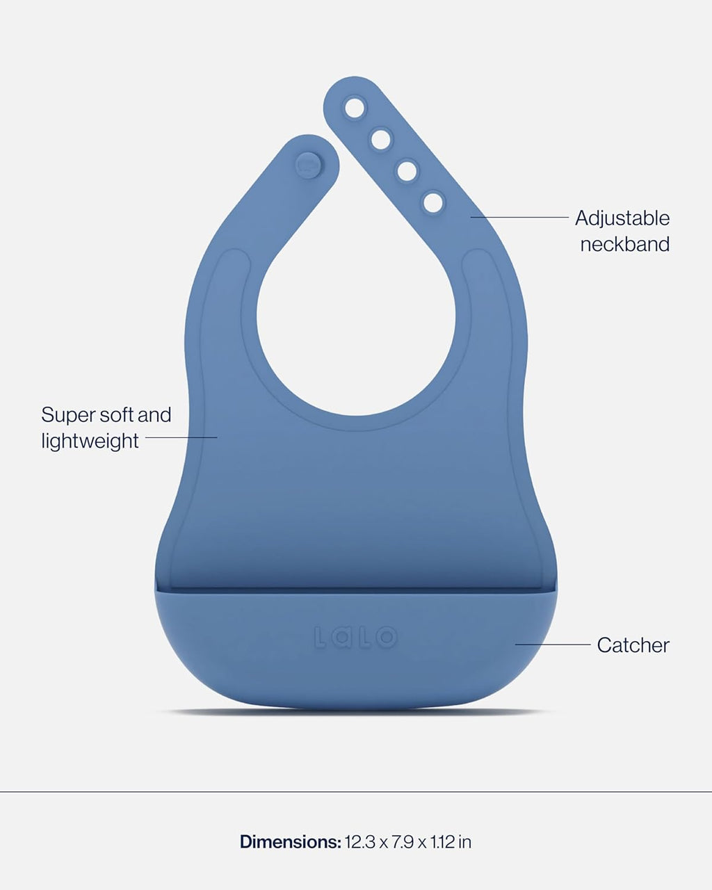 Lalo First Bites Silicone Baby Feeding Set - Baby Led Weaning Supplies - Non-Toxic Silicone - Includes 1 Bib, 2 Spoons, Training Cup, Suction Plate and Bowl - 6 Pieces - Blueberry